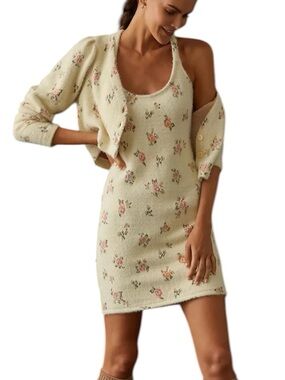 Daily Practice by Anthropologie Floral Printed Sweater Dress Set size M